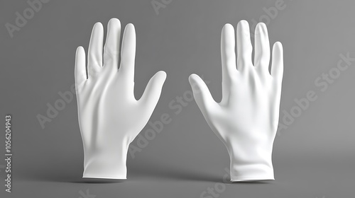 Pair of white gloves isolated on white background.