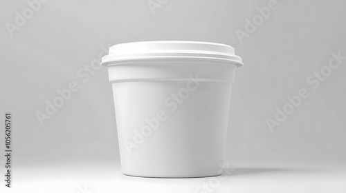 White plastic container with lid isolated on white background.