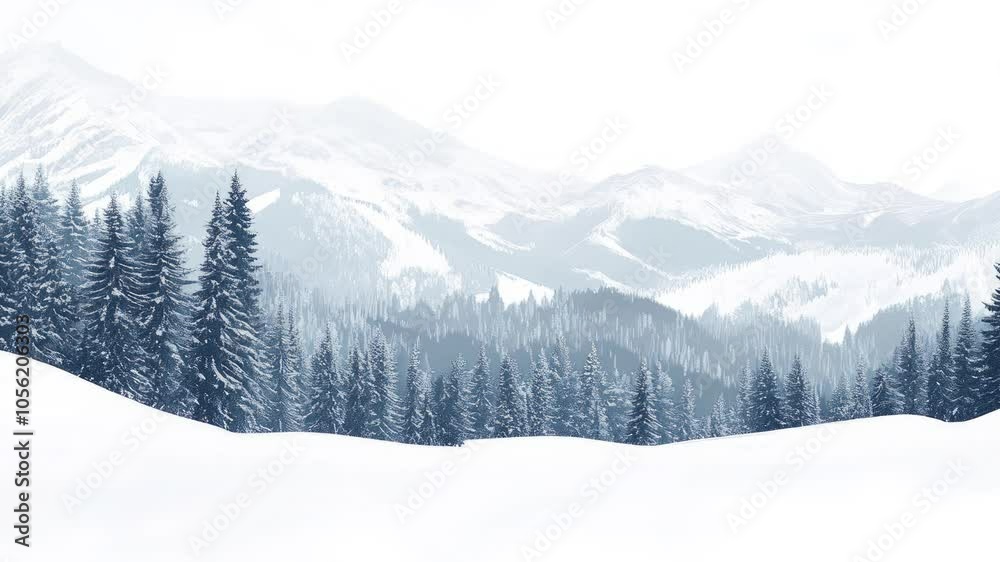 A winter snow covered forest landscape scrolling loop background