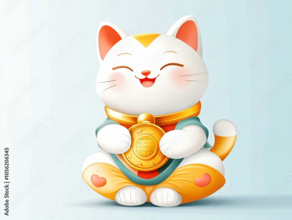 Charming lucky cat figurine a whimsical representation of prosperity and joy in a playful design, Generative Ai, Lunar New Year, Chinese New Year Charming lucky cat figurine a whimsical representation of prosperity and joy in a playful design, Generative Ai, Lunar New Year, Chinese New Year