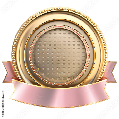 golden and pink laurel wreath with ribbon