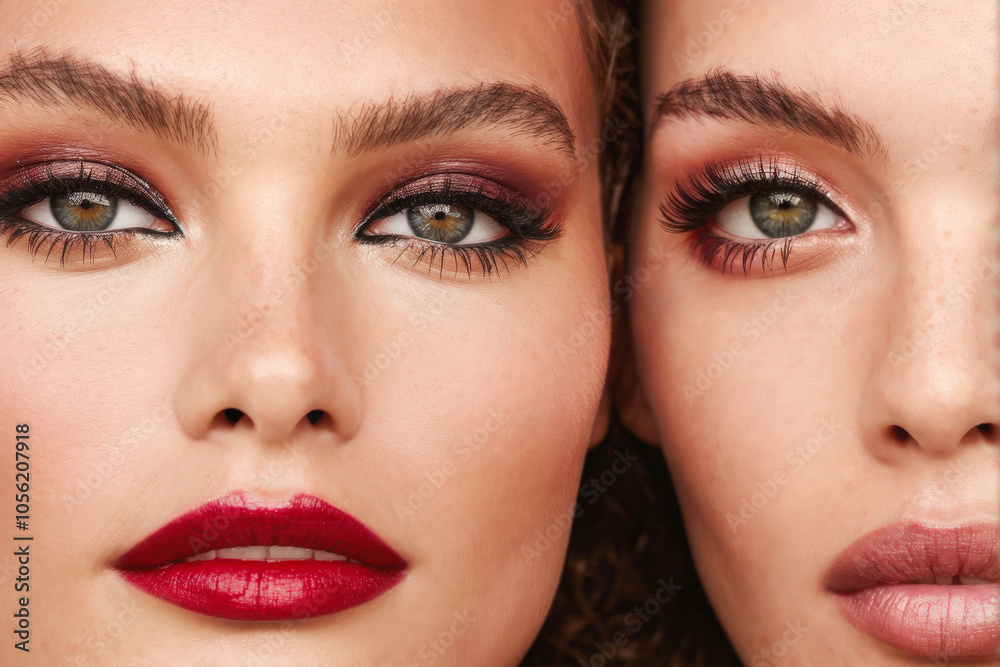 Close-up shot focusing on mascara application, enhancing lashes for a natural beauty look with defined eyes and smooth skin. Generative AI Close-up shot focusing on mascara application, enhancing lashes for a natural beauty look with defined eyes and smooth skin. Generative AI