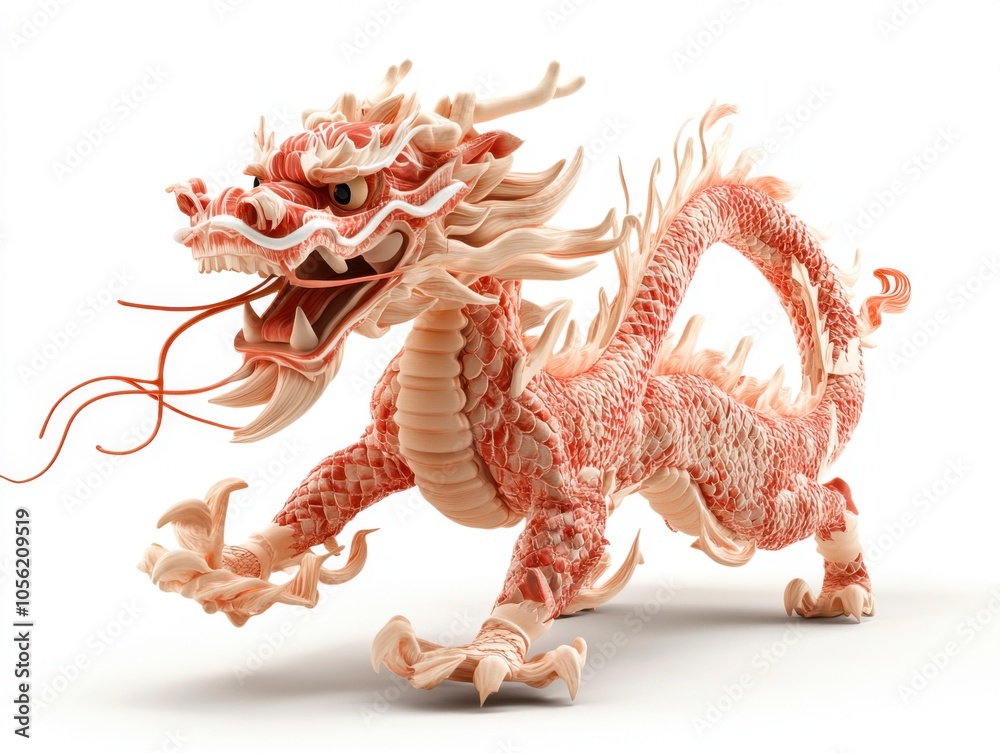 Dynamic and majestic representation of a mythical dragon a stunning 3d art piece capturing the essence of power and grace, Generative Ai, Lunar New Year, Chinese New Year Dynamic and majestic representation of a mythical dragon a stunning 3d art piece capturing the essence of power and grace, Generative Ai, Lunar New Year, Chinese New Year