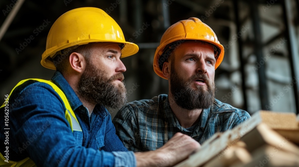 Colleagues struggling to collaborate while assembling machinery, illustrating the challenges of teamwork in manufacturing settings Colleagues struggling to collaborate while assembling machinery, illustrating the challenges of teamwork in manufacturing settings