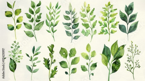 Watercolor illustration of leaves