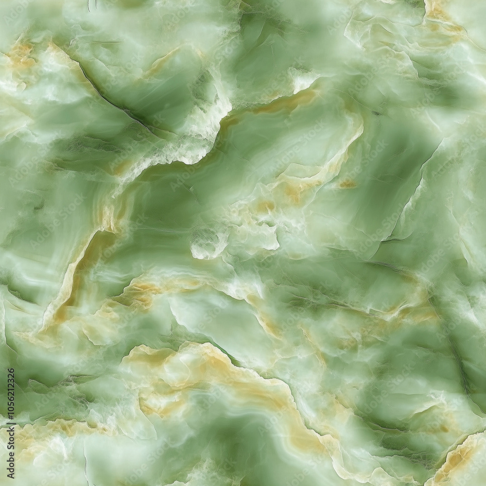 Fototapeta premium Light green and beige marble texture with natural flowing patterns
