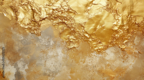 Textured gold and beige abstract background with metallic accents