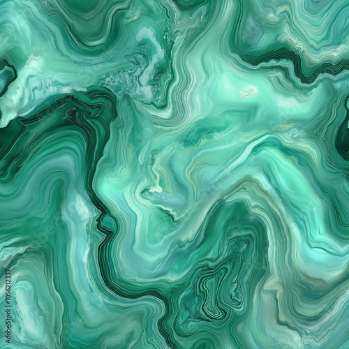 Turquoise green marble texture with swirling abstract patterns