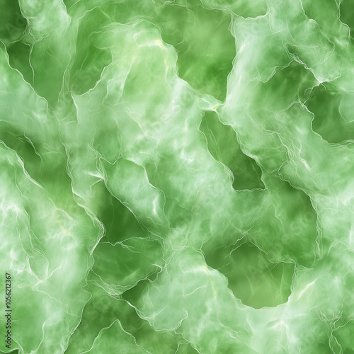 Abstract green marble texture with soft, cloud-like patterns