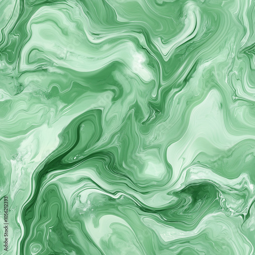 Abstract green marble texture with fluid swirling patterns