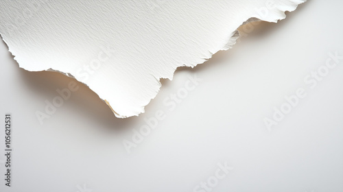 Torn white paper edge on light background with textured detail