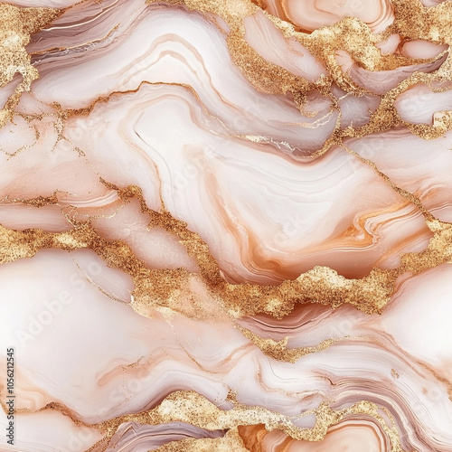 Elegant pink and gold marble texture with flowing abstract pattern