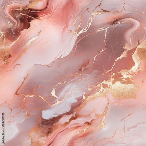 Abstract pink and gold marble texture with fluid patterns