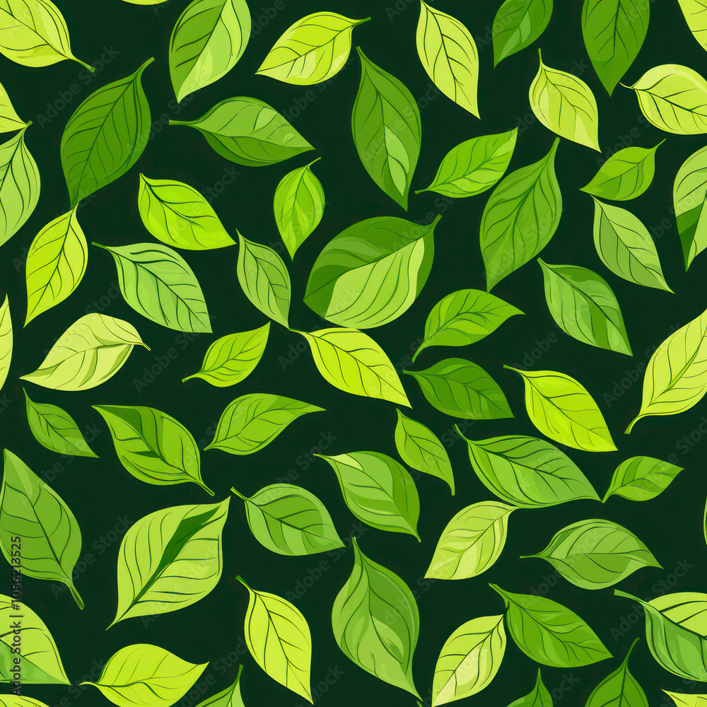 Vertical Tea leaves pattern background. green leaves vector pattern background. Green tea leaf seamless pattern. Vertical Tea leaves pattern background. green leaves vector pattern background. Green tea leaf seamless pattern.