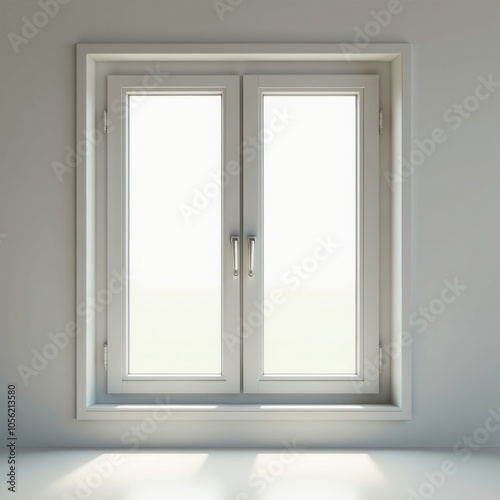 Modern and minimal house window for interior decoration isolated on background, open office glass window frame.