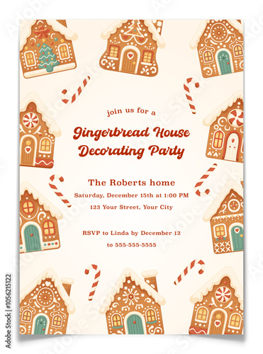Gingerbread House Decorating Party Invitation Card