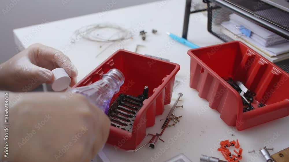 Guitar tech does deep cleaning of the guitar's hardware, repair of the musical instruments, 4k 10 bit Guitar tech does deep cleaning of the guitar's hardware, repair of the musical instruments, 4k 10 bit