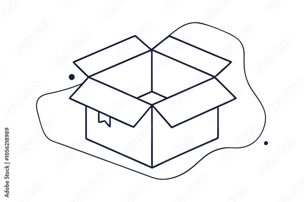 Line Art Illustration of an Open Cardboard Box Symbolizing Shipping and Delivery Line Art Illustration of an Open Cardboard Box Symbolizing Shipping and Delivery
