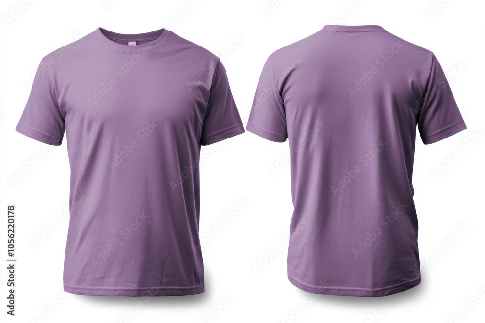 Front and back view of neutral purple unisex t-shirt mockup Front and back view of neutral purple unisex t-shirt mockup
