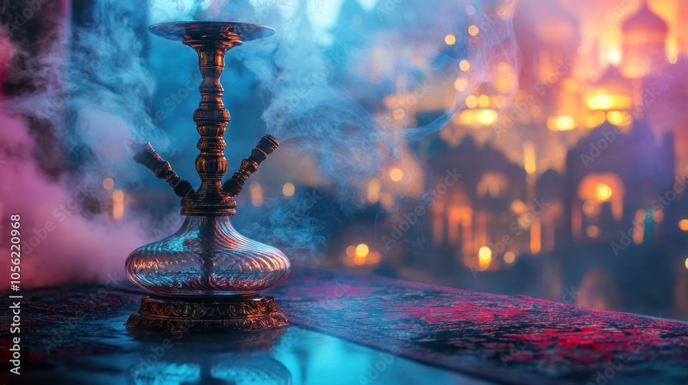 Hookah on a Table with a Blurry Background Hookah on a Table with a Blurry Background