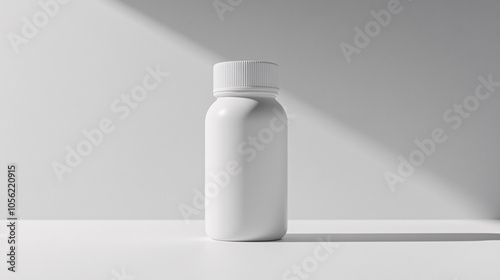 white plastic bottle mockup on white background with shadow