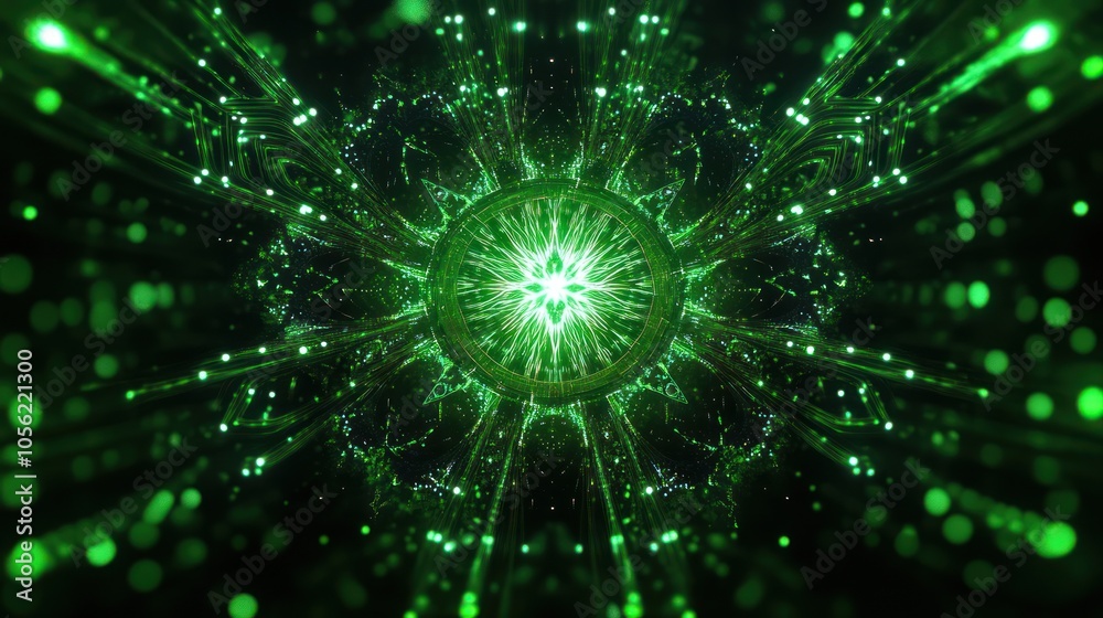 Fototapeta premium Green Glowing Mandala