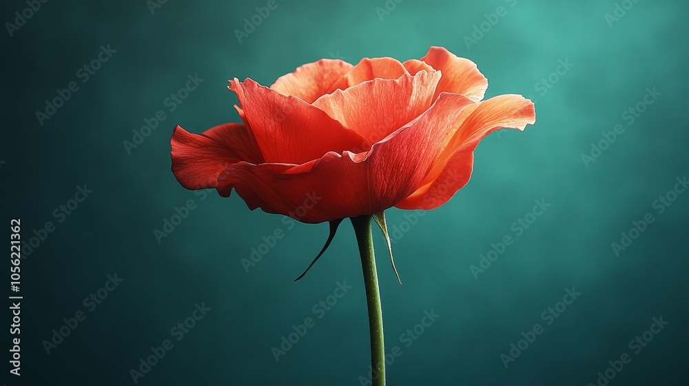 A single red rose is the main focus of the image A single red rose is the main focus of the image