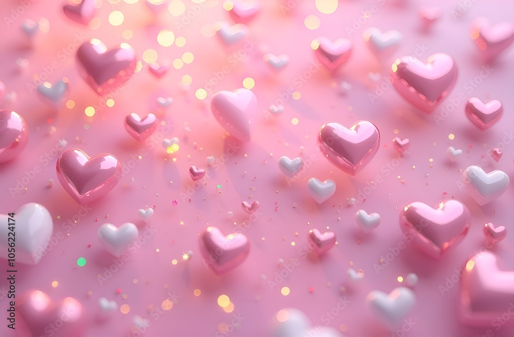 Pink hearts background 3d effect. Valentine day. Pink hearts background 3d effect. Valentine day.