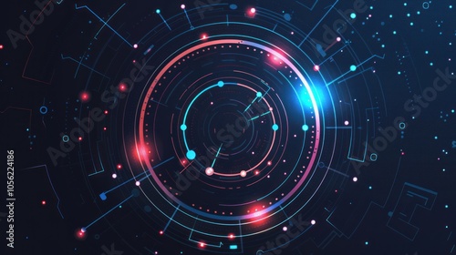 Abstract Technology Design with Glowing Circles