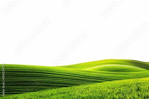 rolling green hills, vibrant green grass, isolated on white