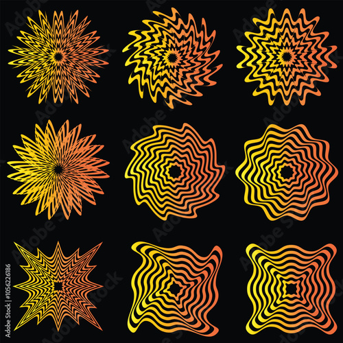 Abstract Optical Illusion Space Background, Optical Art Collection Vector Illustration