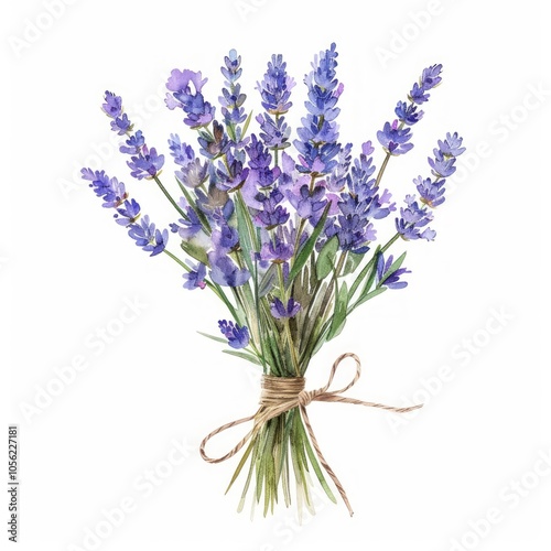 Branch of lavender violet flowers against white