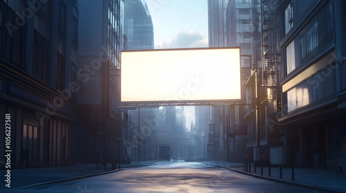 Outdoor cityscape with an empty billboard ready for advertisements. high quality