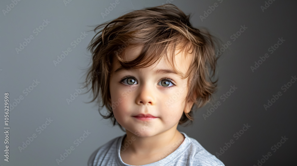 Cute boy on a gray background Cute boy on a gray background
