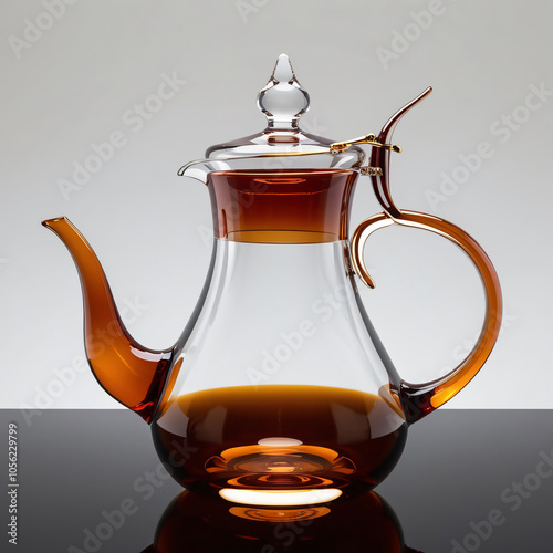 Stunning Glass Sculpture of Arabic Coffee (Gahwa) Showcasing Traditional Elegance, generative ai photo