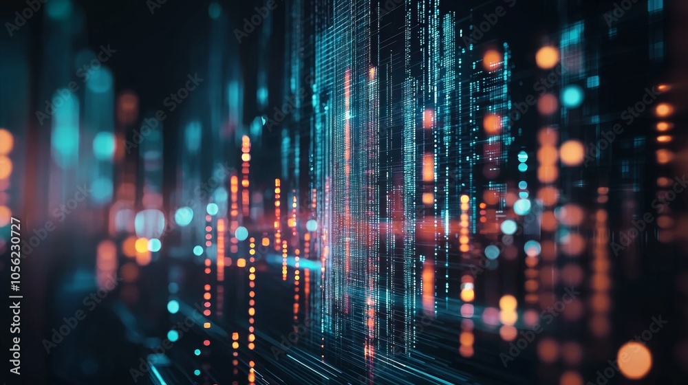 Abstract digital data flow with glowing lights Abstract digital data flow with glowing lights