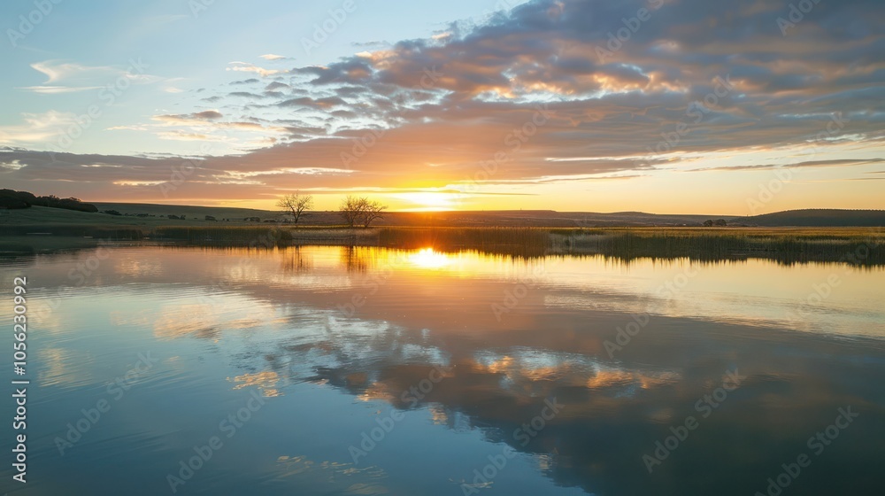 Sunset Reflection on a Calm Lake Sunset Reflection on a Calm Lake