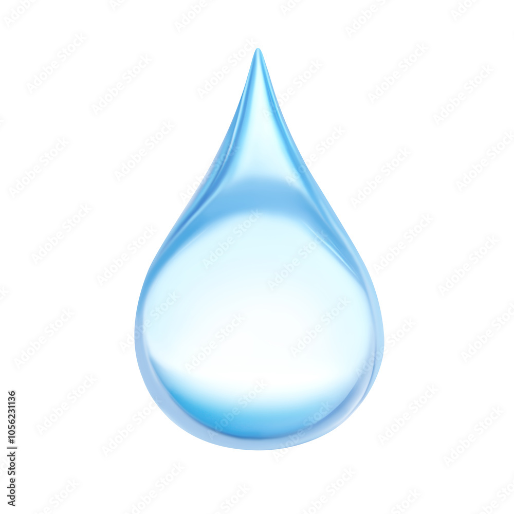 One drop of clear water isolated on white One drop of clear water isolated on white