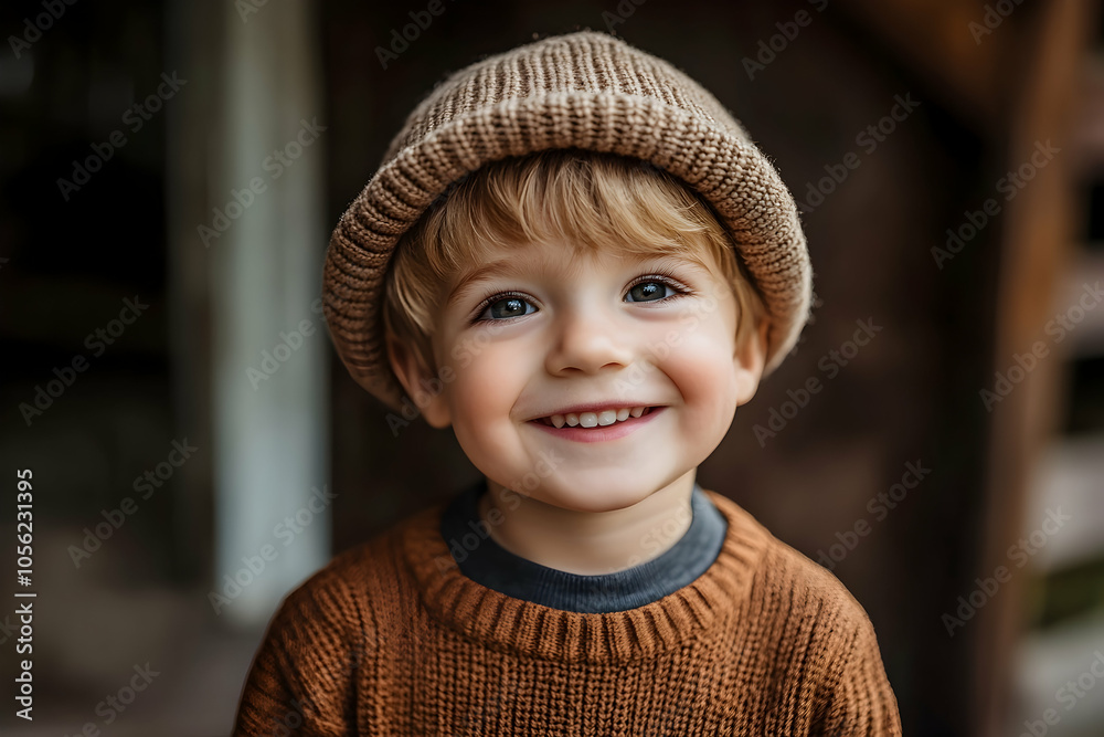 Smiling little boy wearing a hat and looking cheerful. high quality Smiling little boy wearing a hat and looking cheerful. high quality