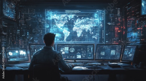 Artistic depiction of a game developer at work, surrounded by sketches and digital screens, emphasizing the creative process behind iGaming.