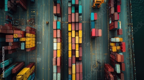 Cargo containers filling kwai tsing container terminals in hong kong from above photo