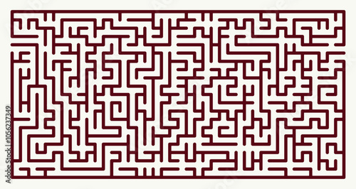 Labyrinth vector rectangle shape. Maze (labyrinth) game illustration. Labyrinth (brain teaser) vector graphic.