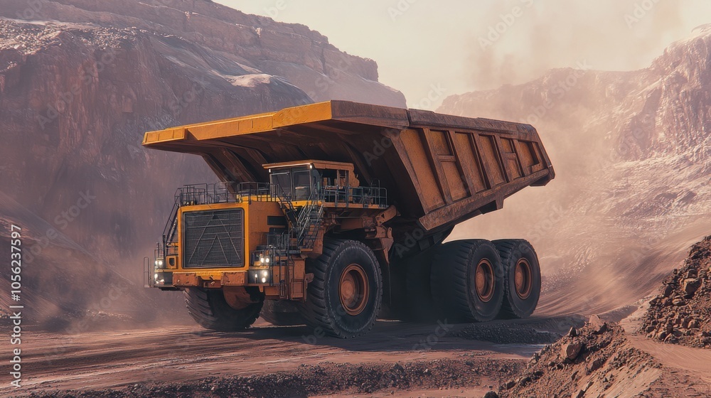 A massive haul truck dumping ore into a primary crusher,