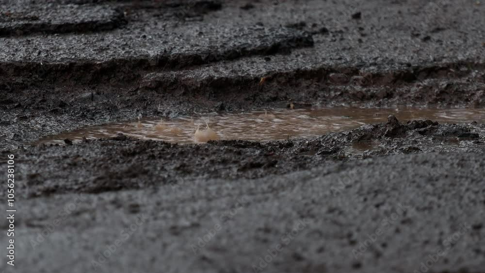 strong rain in a puddle 4k 25fps video strong rain in a puddle 4k 25fps video