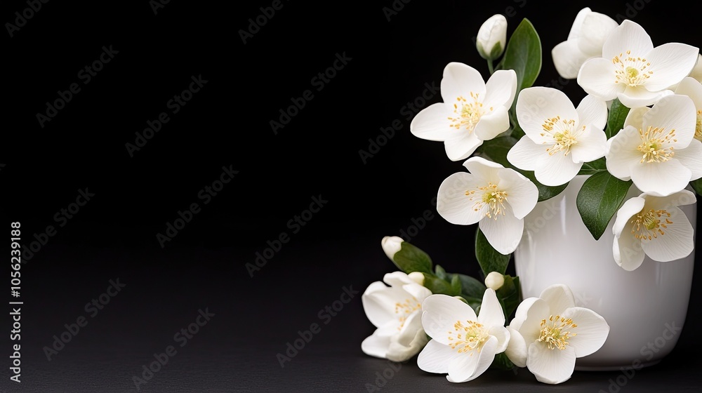 A simple white porcelain mug adorned with meticulously crafted white flowers, highlighting its elegant, minimalist design. A simple white porcelain mug adorned with meticulously crafted white flowers, highlighting its elegant, minimalist design.