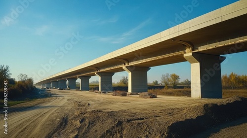 A time-lapse of a highway bridge being constructed,