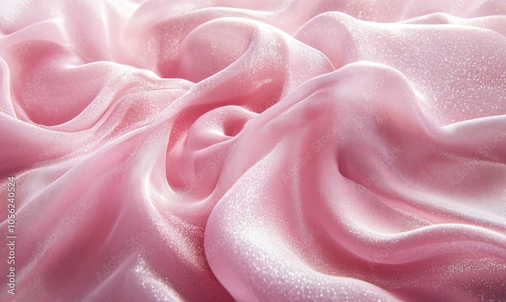 A pink wave of fabric with a shiny, metallic sheen