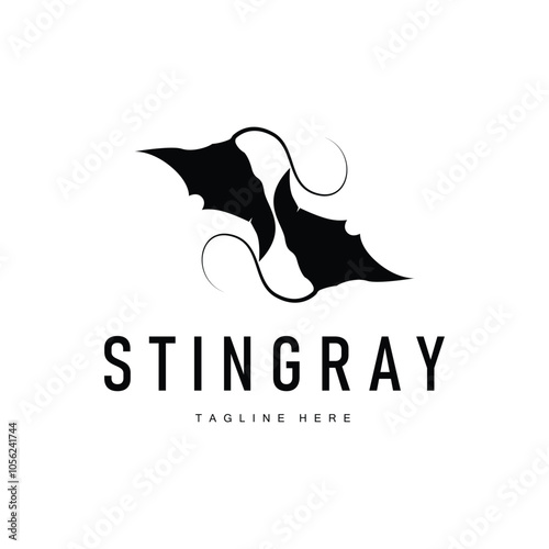 stingray logo design open sea animal with simple silhouette template concept photo