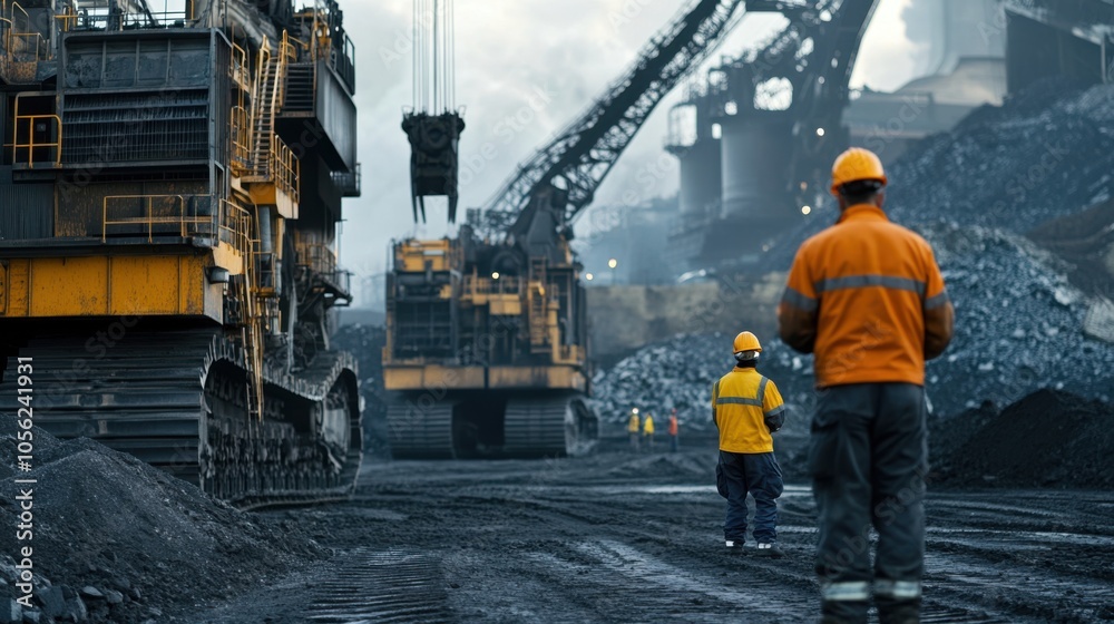 Engineers conducting a safety inspection at a coal-fired power plant, Engineers conducting a safety inspection at a coal-fired power plant,