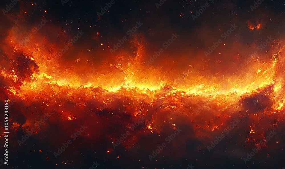 Raging inferno of fiery flames and blazing embers engulfing the cosmic expanse in a dramatic and display of the raw natural power and intensity of combustion Raging inferno of fiery flames and blazing embers engulfing the cosmic expanse in a dramatic and display of the raw natural power and intensity of combustion